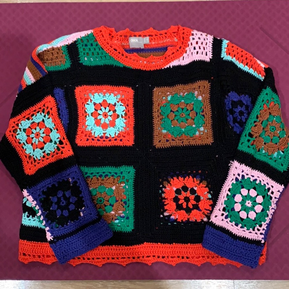 Crochet Colorful Sweater Size Small